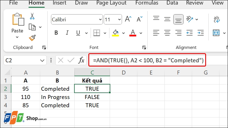 Hàm TRUE trong Excel ảnh 2