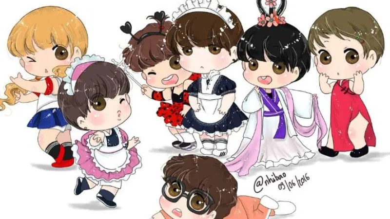 hinh nen bts chibi
