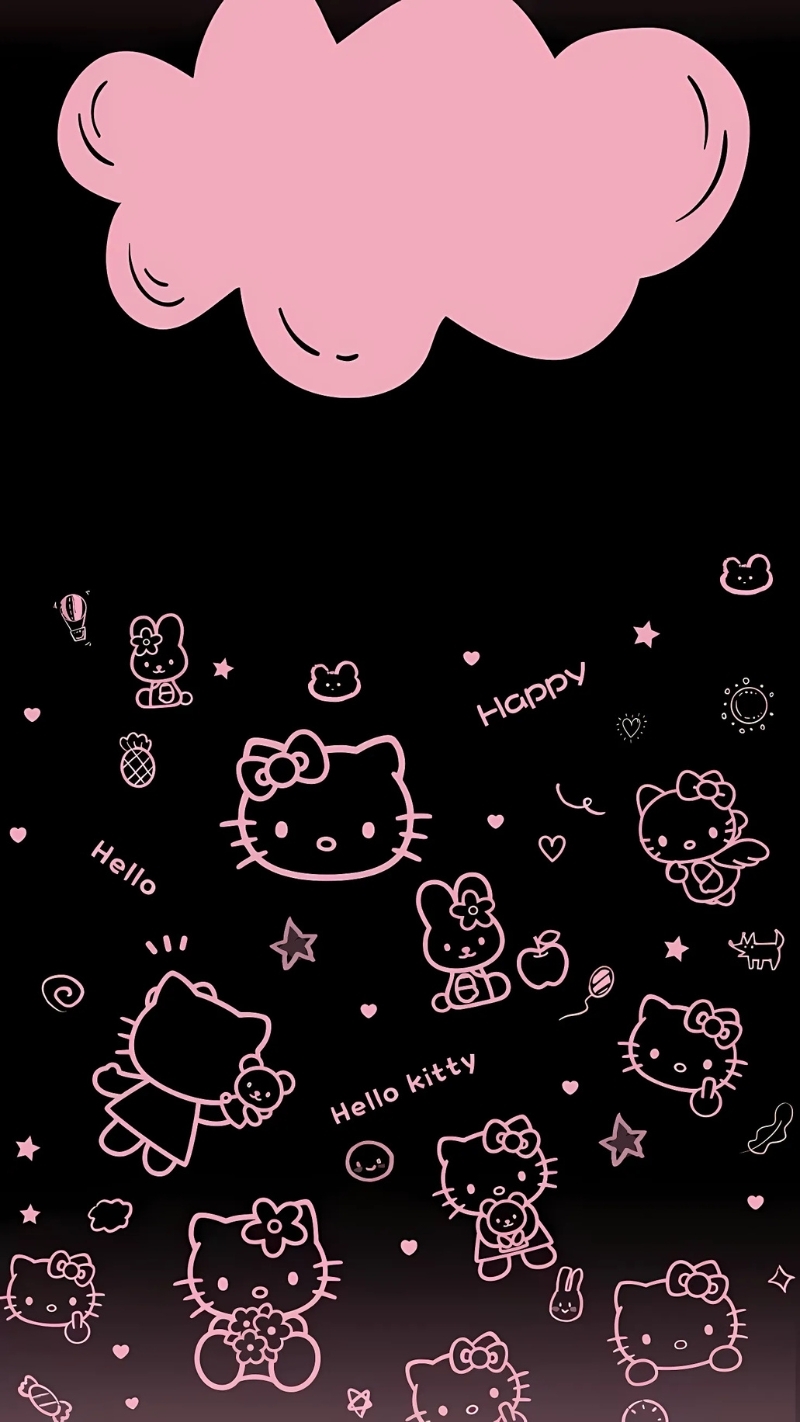 hinh nen hello kitty mau den