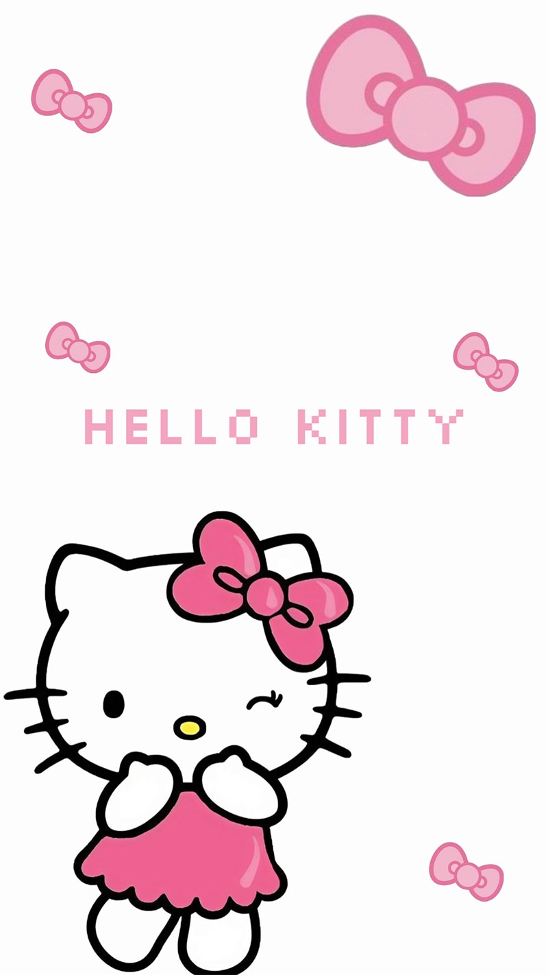 Hình nền Hello Kitty cho iPhone màu trắng