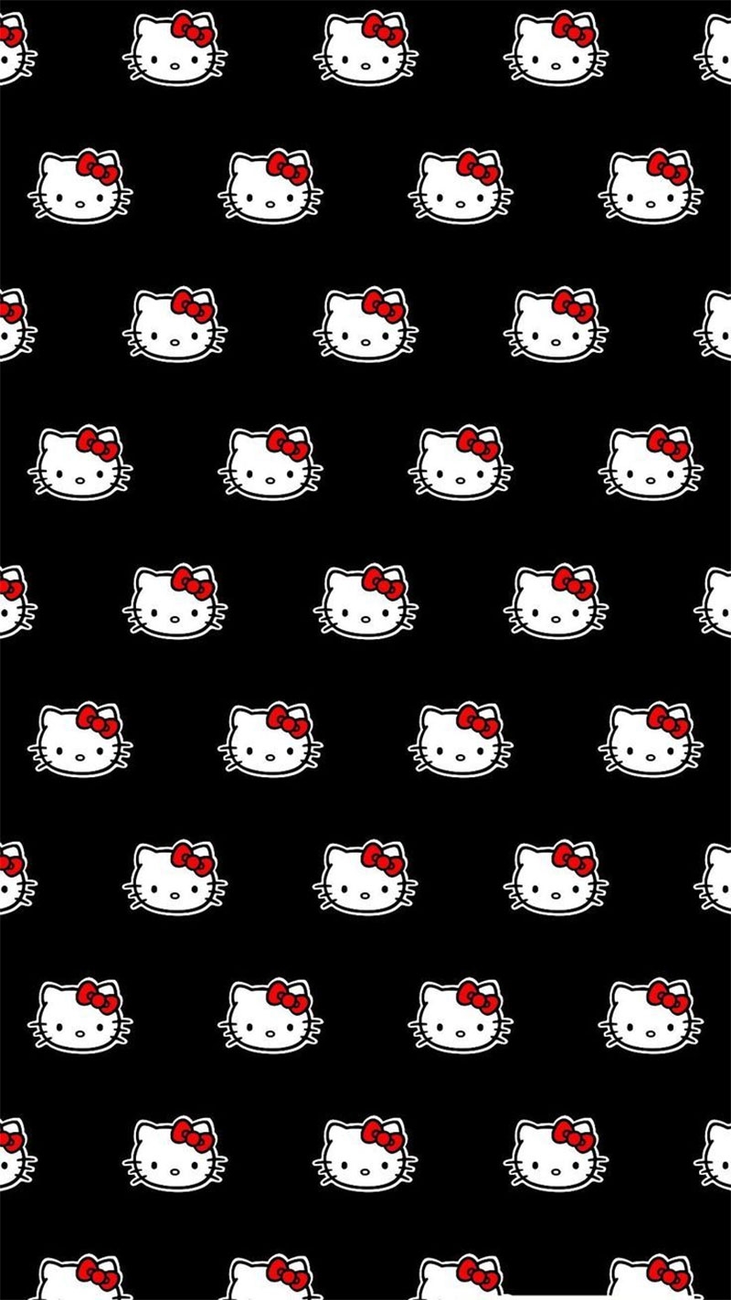 Hình nền Hello Kitty màu đen 4K sắc nét