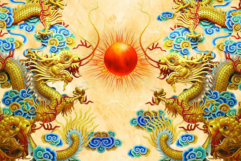 Hình nền rồng vàng 3D hình 3