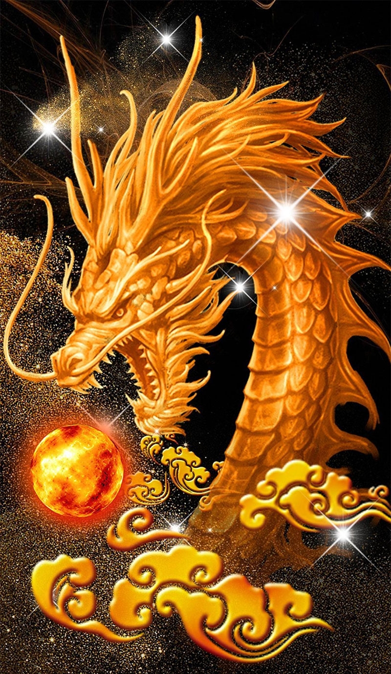 Hình nền rồng vàng 3D hình 4