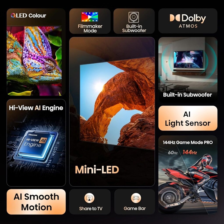 Hisense ra mắt dòng smart TV U7Q Mini‑LED với Dolby Atmos, Game Mode 165 Hz và hệ điều hành VIDAA OS - hình 1