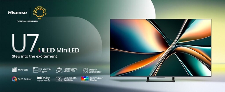 Hisense ra mắt dòng smart TV U7Q Mini‑LED với Dolby Atmos, Game Mode 165 Hz và hệ điều hành VIDAA OS
