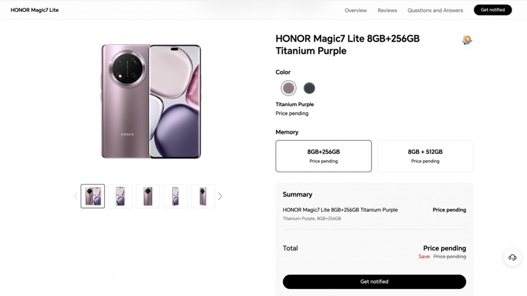 Honor Magic7 Lite xuất hiện trước ngày ra mắt