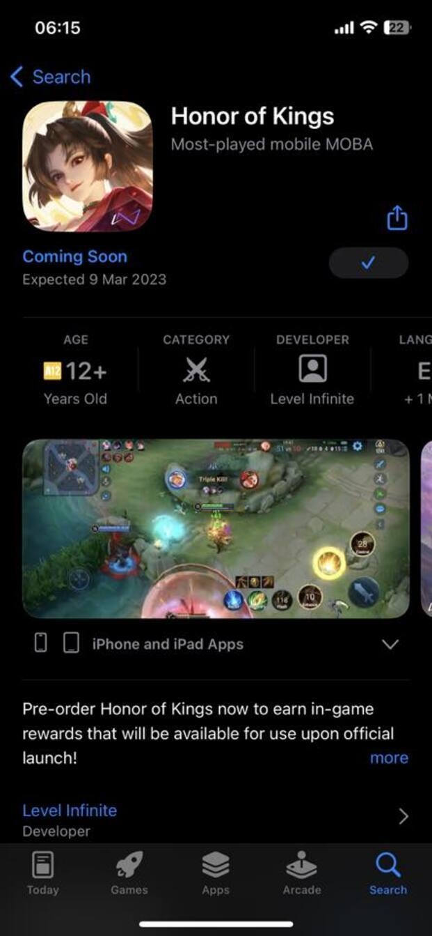 tai game honor of kings global cho dien thoai iphone