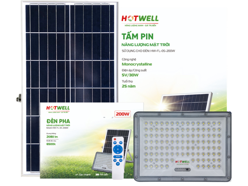 Đèn pha năng lượng mặt trời Hotwell HW-FL-05 200W - hình 1