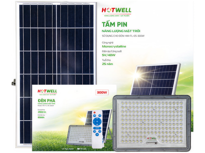 Đèn pha năng lượng mặt trời Hotwell HW-FL-05 300W - hình 1