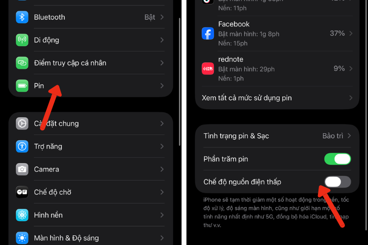 Bật chế độ tiết kiệm pin trên iPhone Xs hình 3