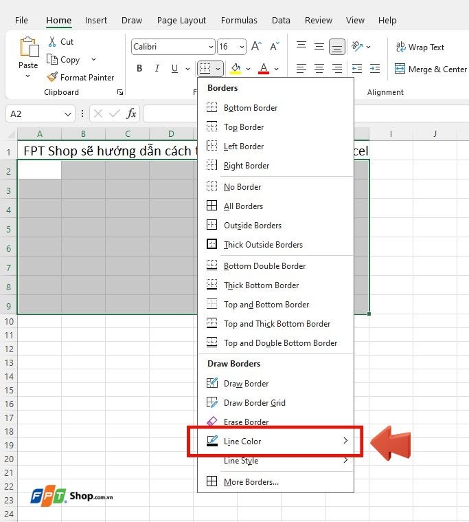 Hướng dẫn cách thay đổi màu viền trong Excel (ảnh 2)
