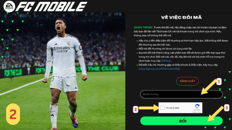 nhập code FC Mobile - hình 4