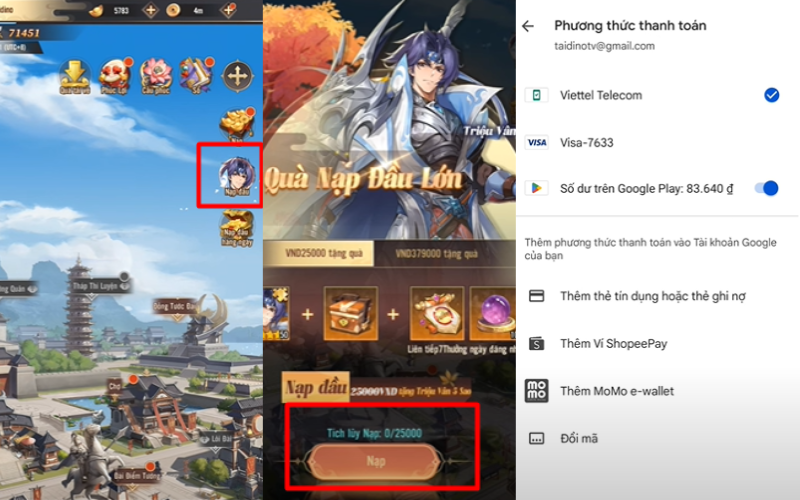 Cách nạp thẻ trong game