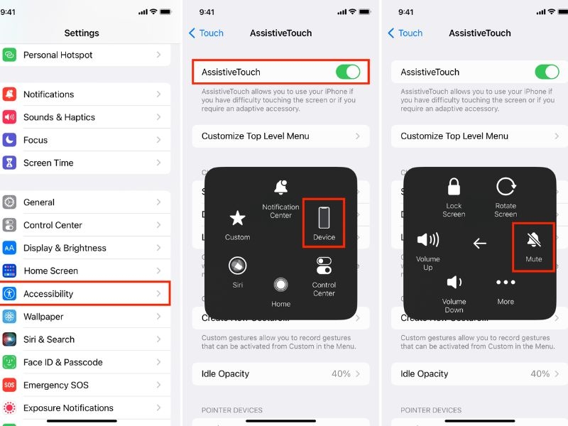 Cách kích hoạt chế độ Im lặng của iPhone bằng nút home ảo