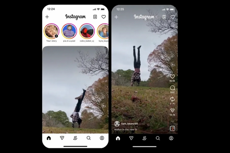 Instagram thử nghiệm thay đổi giao diện chính với Reels làm tab chính