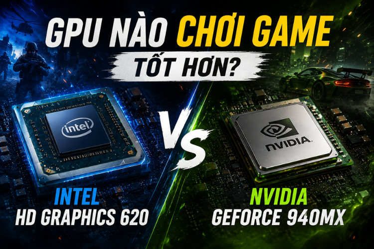 Intel HD Graphics 620 vs NVIDIA GeForce 940MX: GPU nào hơn?