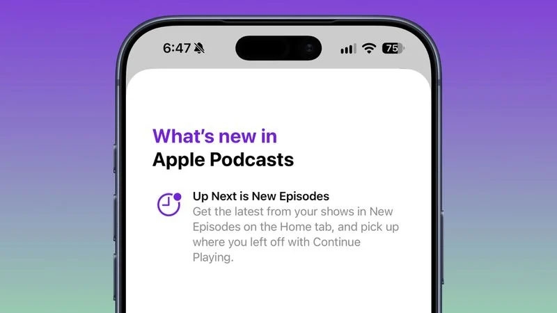 Podcasts trên iOS 27.2 Beta 1 đổi Up Next thành New Episodes, giúp nhận biết tập mới dễ hơn.