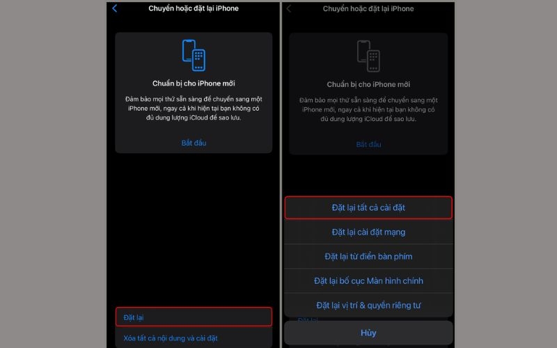 Đặt lại cài đặt iPhone