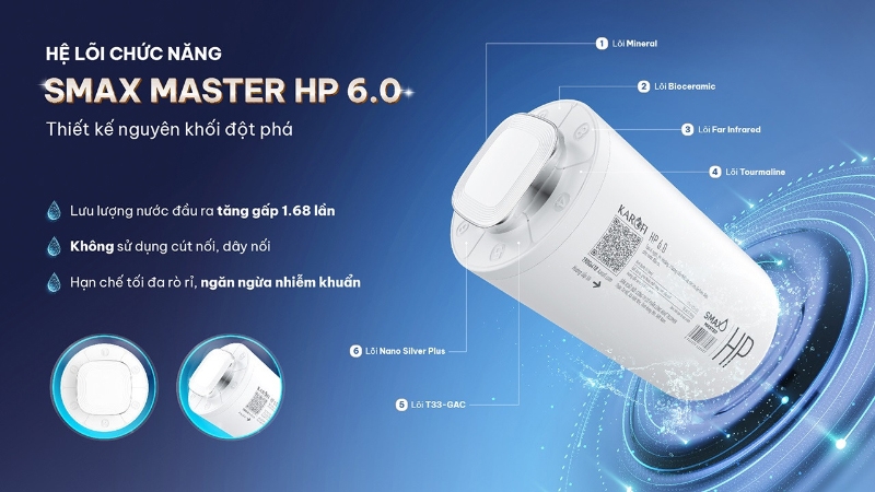 Máy lọc nước nóng lạnh RO Hydrogen Karofi PLATINUM S66 12 lõi - hình 5