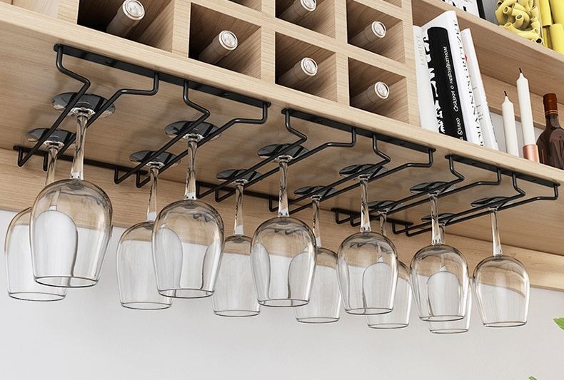 kệ treo ly quầy bar inox h&igrave;nh 6