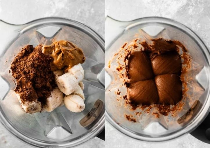kem chuối cacao bằng máy xay sinh tố 2