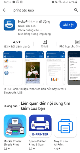mo dien thoai tim ung dung nokoprint