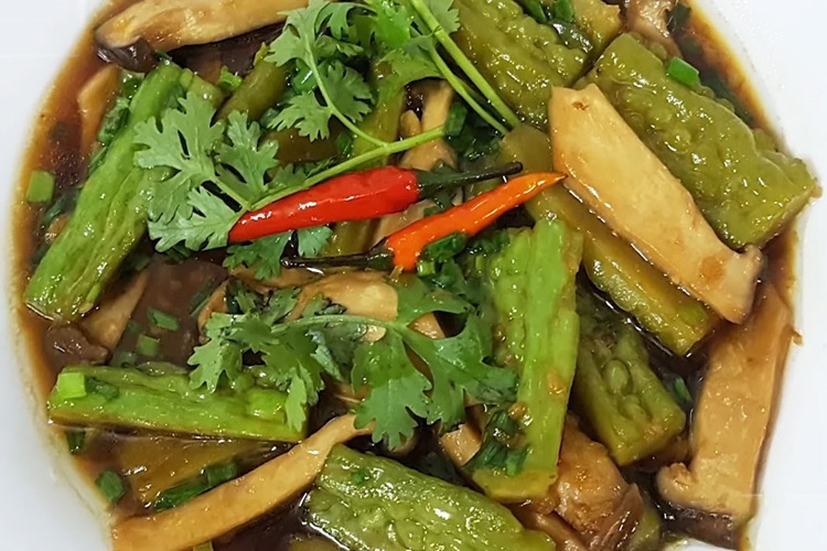 khổ qua kho chay nấm đùi gà 1