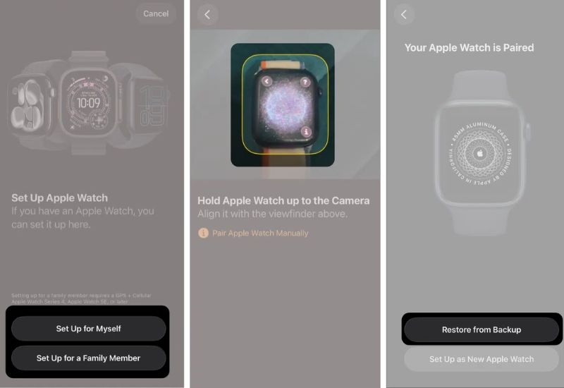 Khôi phục Apple Watch từ bản sao lưu
