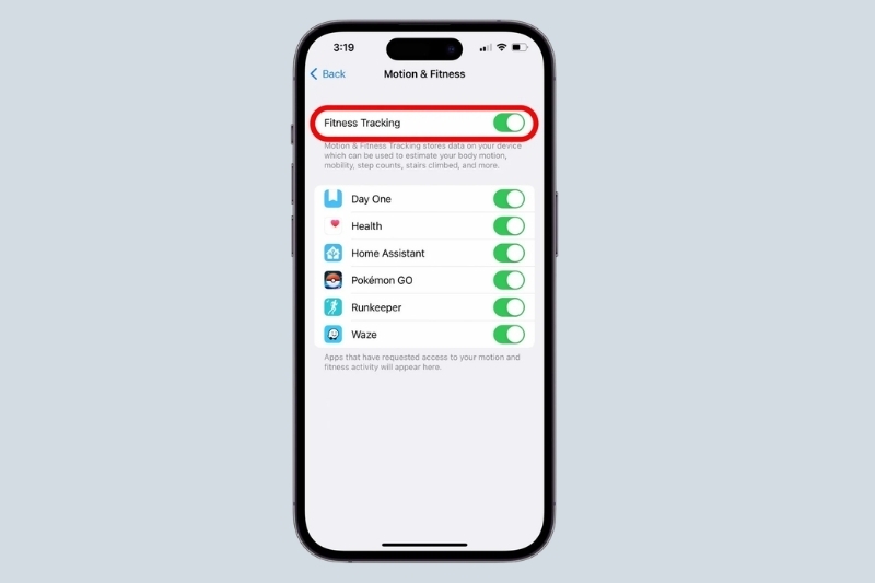 kích hoạt chế độ đếm bước chân iPhone 9