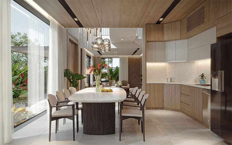 Kích thước bàn ăn chữ nhật 8 ghế hình 5