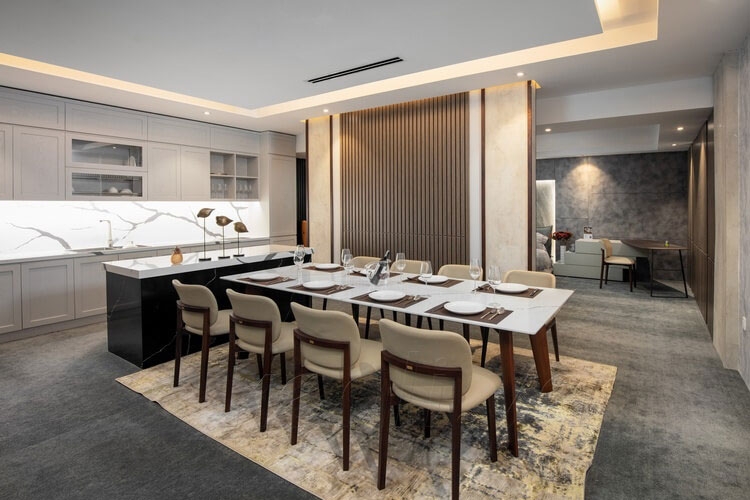 Tìm hiểu kích thước bàn ăn chữ nhật 8 ghế tiêu chuẩn cho gia đình bao nhiêu?