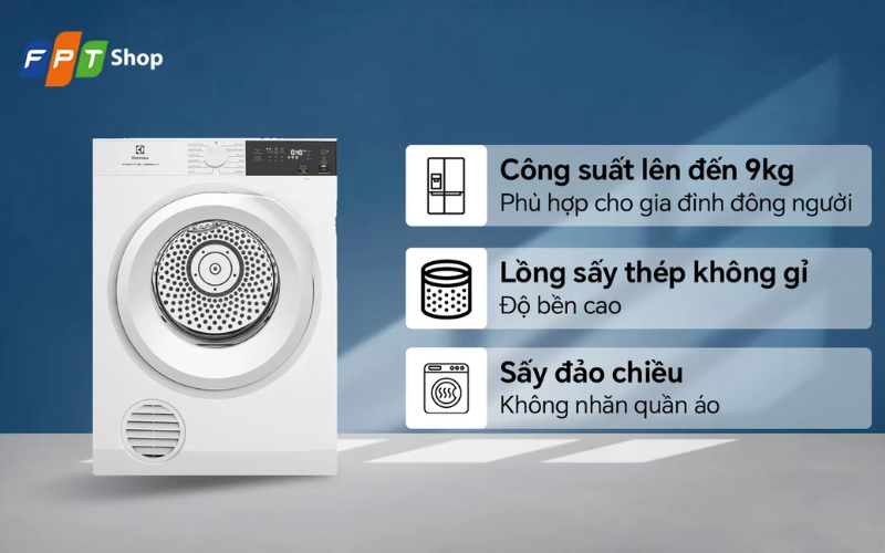 kích thước máy sấy quần áo electrolux (ảnh 2)