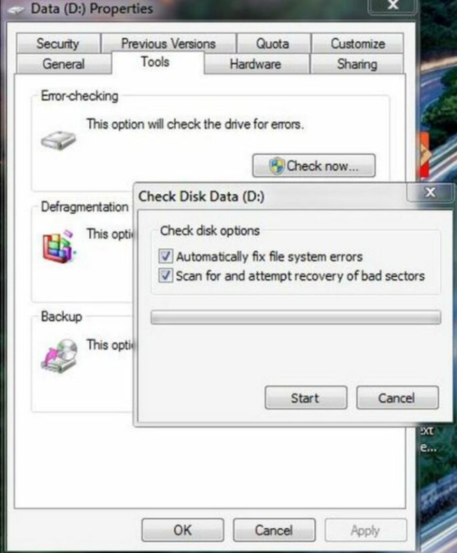 kiem tra o cung bang cong cu check disk