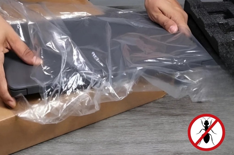 Đặt laptop vào túi nhựa kín