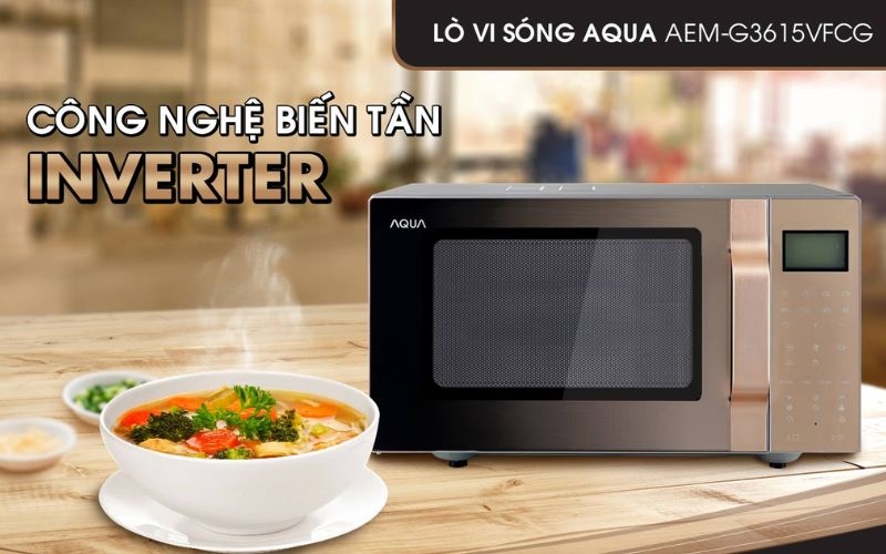 Lò vi sóng Inverter giá rẻ tiết kiệm điện Aqua AEM-G3615VFCG