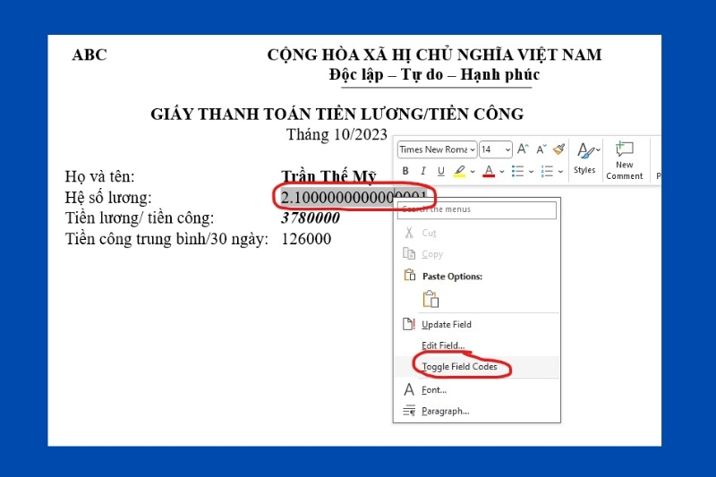 Lỗi định dạng số khi dùng Mail Merge trong Word ảnh 6