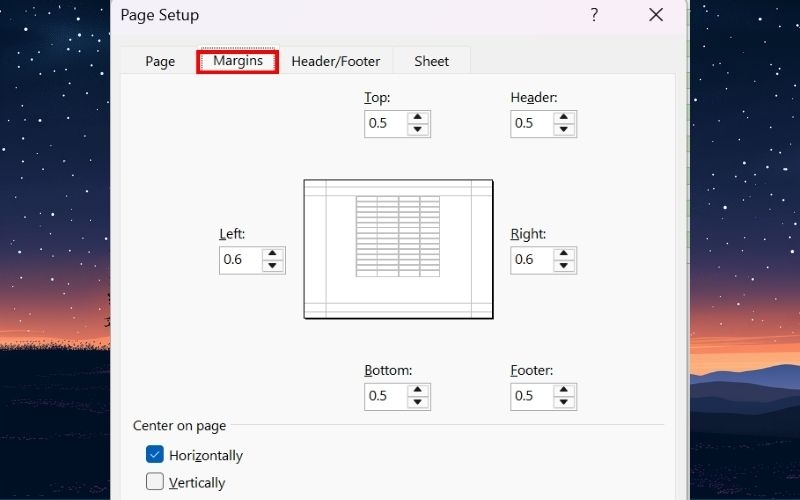 lỗi Excel bị thu nhỏ khi in hình 7