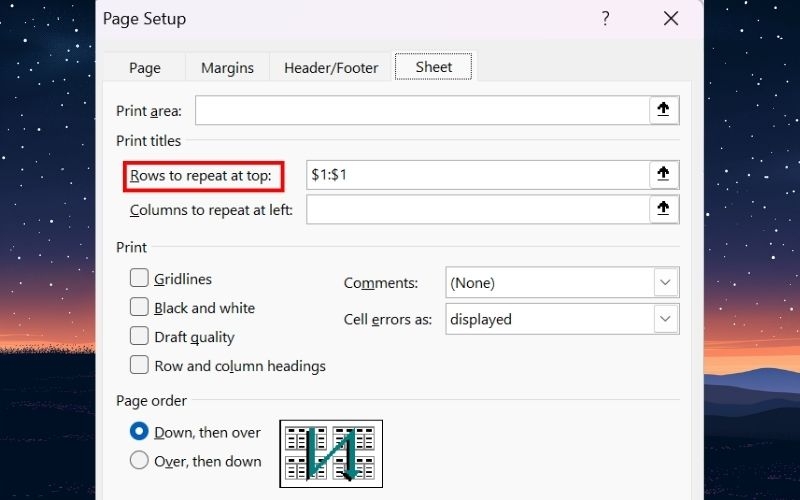 lỗi Excel bị thu nhỏ khi in hình 9
