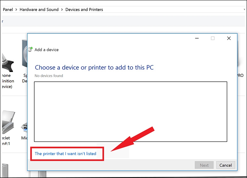Các tùy chọn thêm máy in thủ công trên Windows 10
