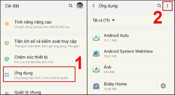 khoi phuc cai dat ung dung