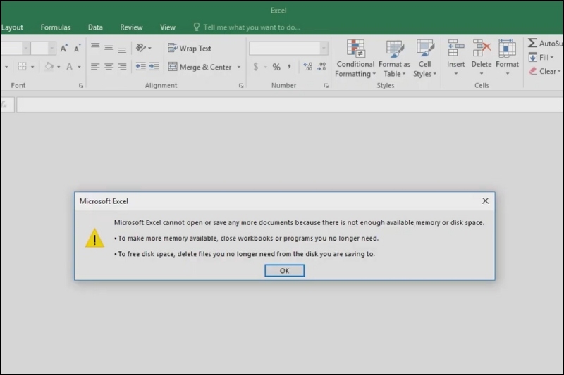 Sửa lỗi mở file Excel không hiện dữ liệu ảnh 1