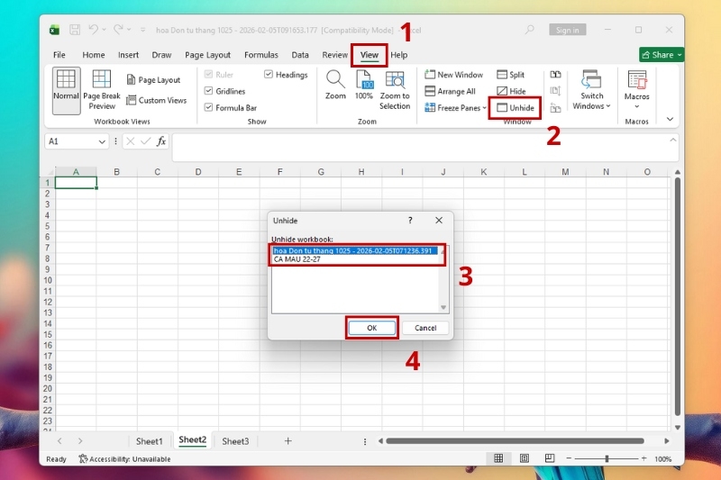 Sửa lỗi mở file Excel không hiện dữ liệu ảnh 2