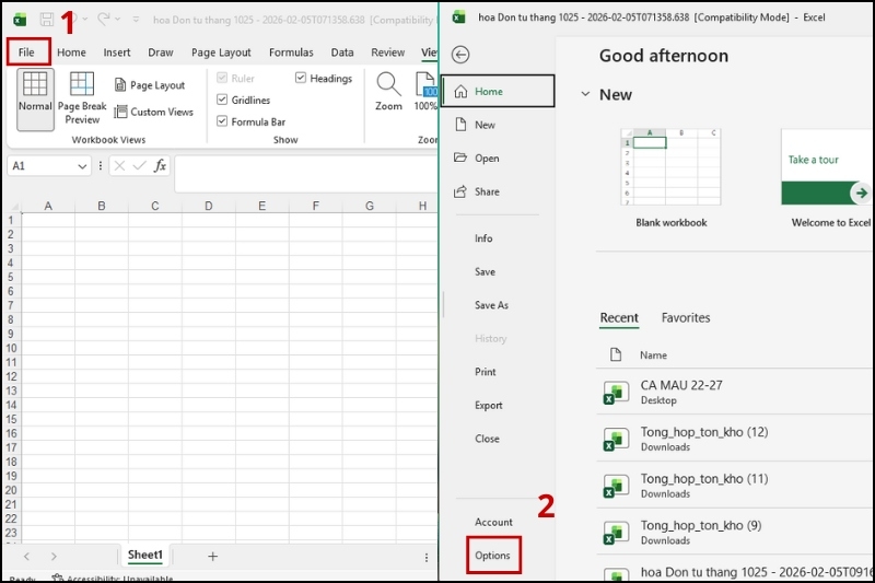 Sửa lỗi mở file Excel không hiện dữ liệu ảnh 3