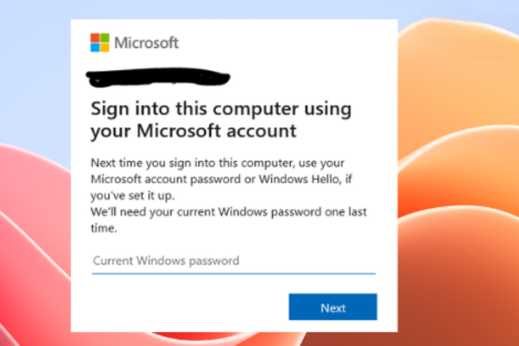 lỗi we’ll Need Your current windows Password 1
