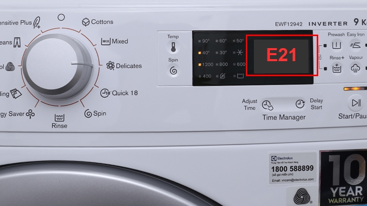mã lỗi máy giặt Electrolux cửa ngang Inverter 2