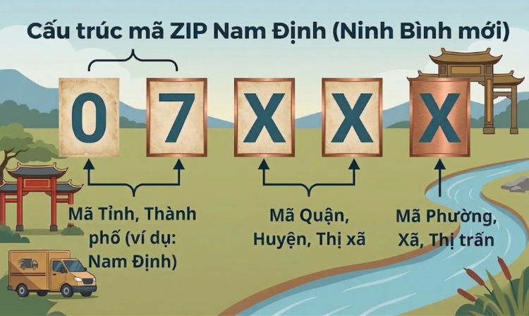 cấu trúc mã bưu chính Nam Định