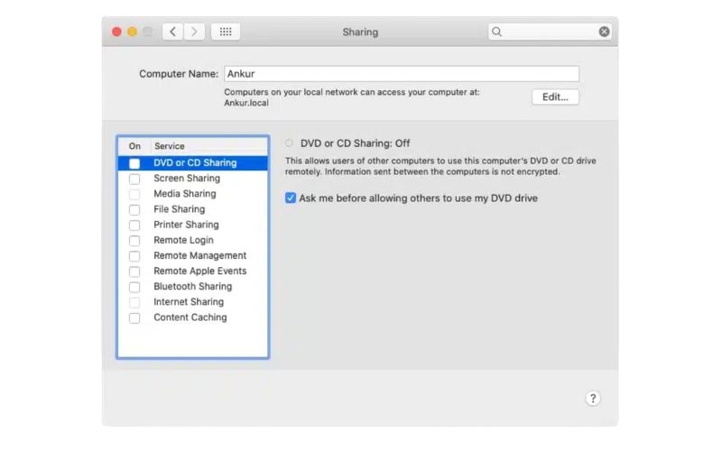 Tắt các tính năng chia sẻ không cần thiết trên MacBook