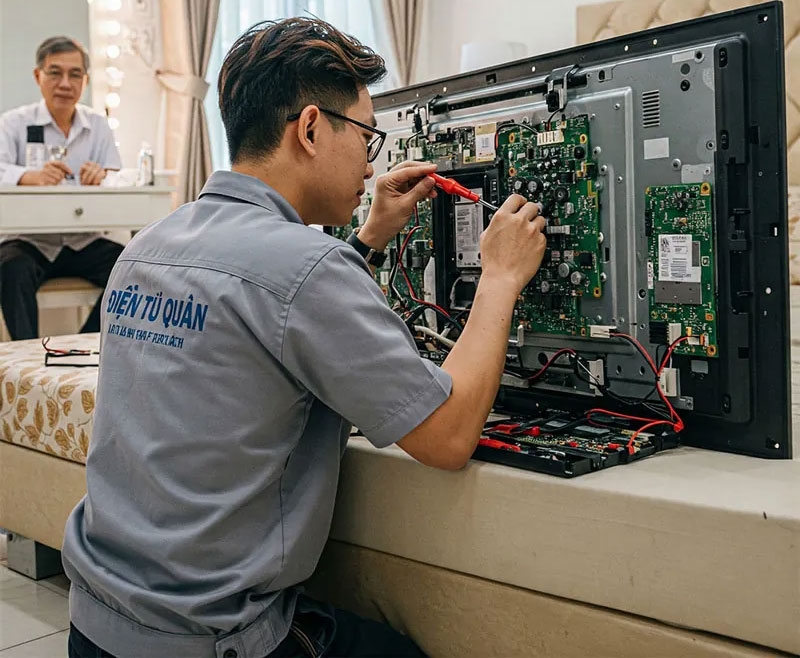 Màn hình tivi bị nhiễu màu hình 2