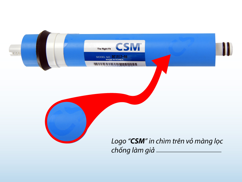 Dòng chữ “CSM” in chìm trên màng lọc