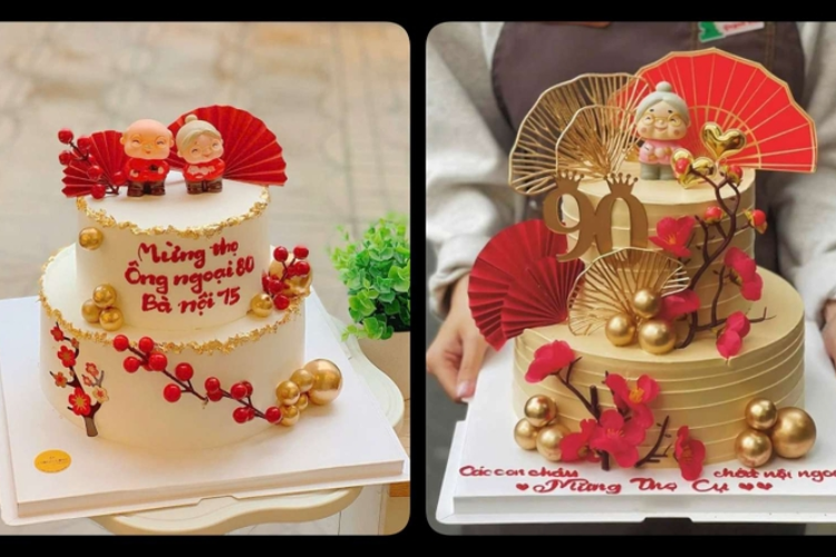 mẫu bánh kem mừng thọ bà 9